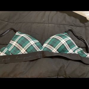 PINK Wear Everywhere Wireless Push-Up Bra in Green